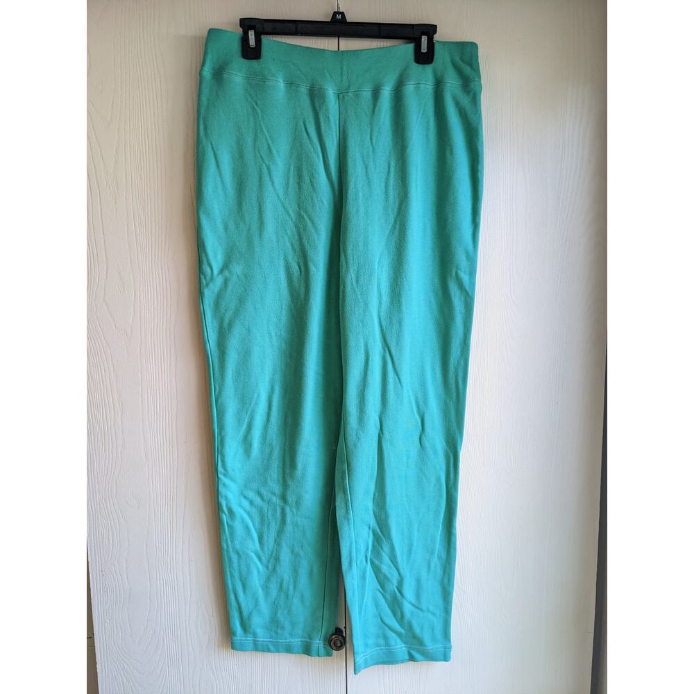 Blair Women's Teal Blue Green High Rise Cotton-Polyester Wide Leg Pant Size L